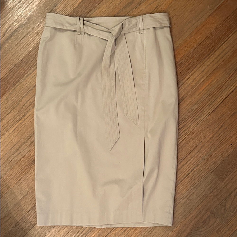 Faconnable Cream Tie Front Pencil Skirt